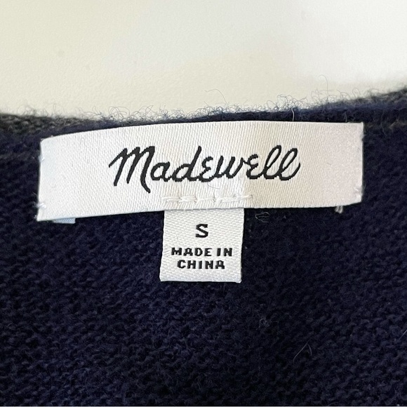 NEW Madewell Kimball Colorblock Wool Blend Pullover Sweater Grey Navy Blue Small - Picture 13 of 14